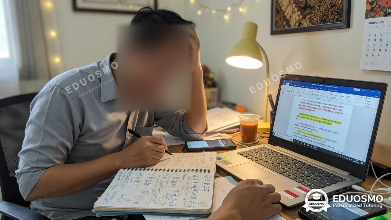 Tutor Eduosmo mendampingi siswa belajar Mandarin di Bandung