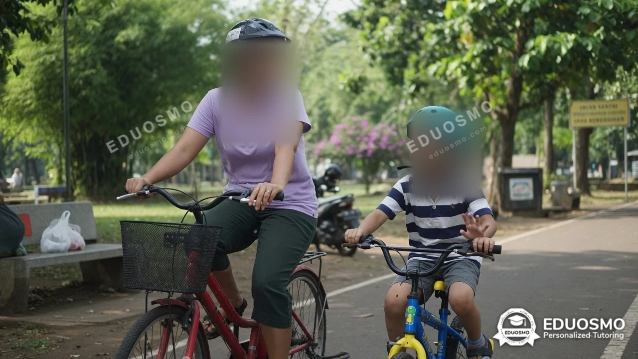 Tutor Eduosmo mendampingi siswa belajar sepeda di Bandung